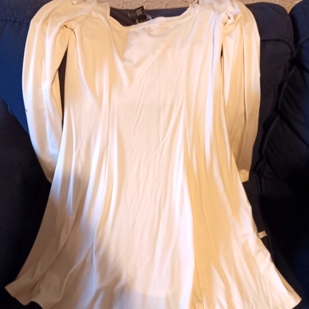 Forever 21 Knit Dress Cream Long Sleeves SZ L New!
